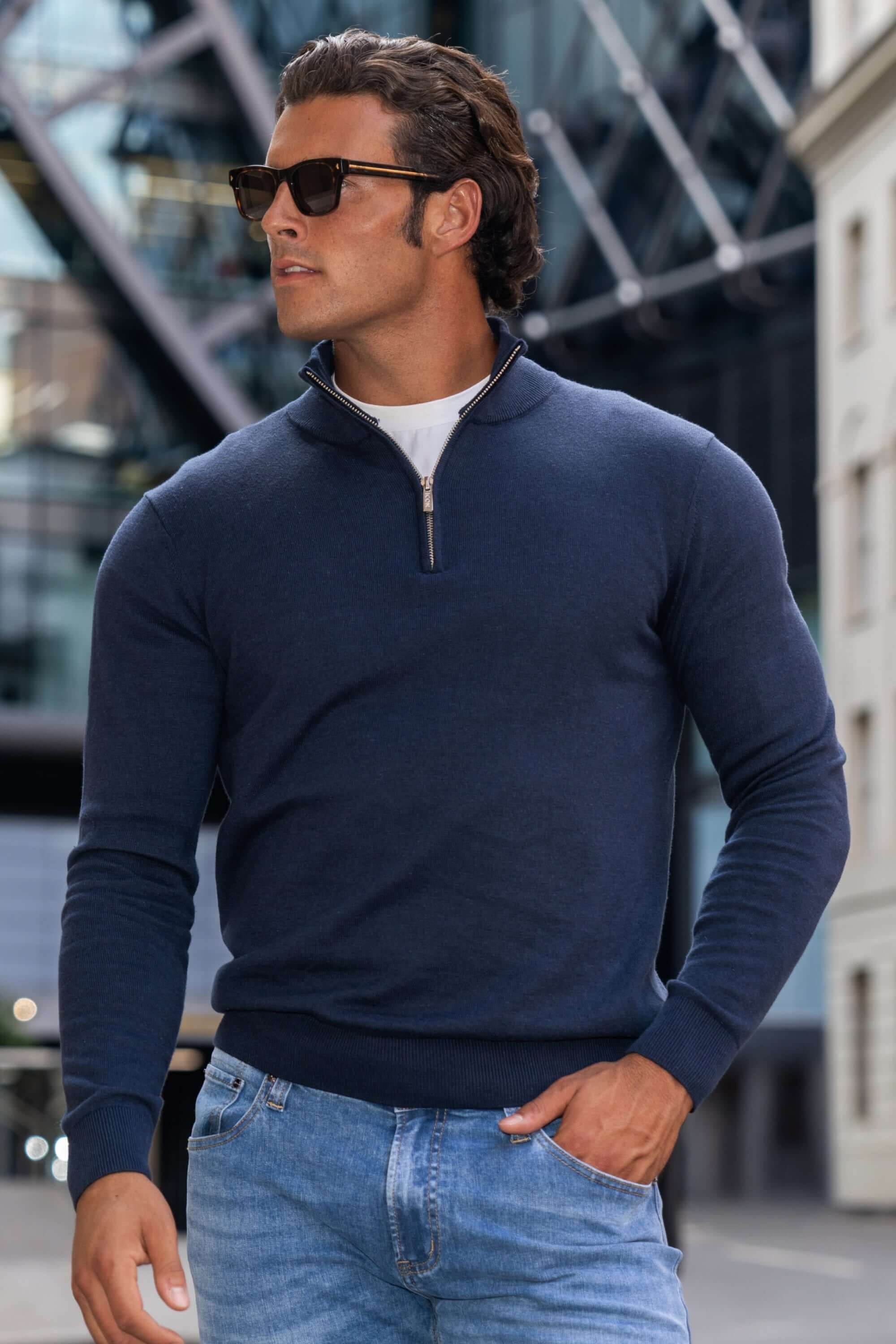 THE SANTONI QUARTER ZIP SWEATER