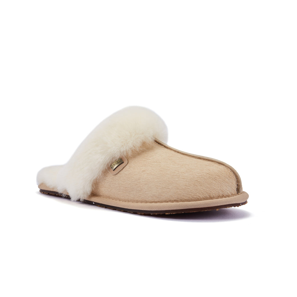 CLOSED MULE SLIPPERS ALMOND