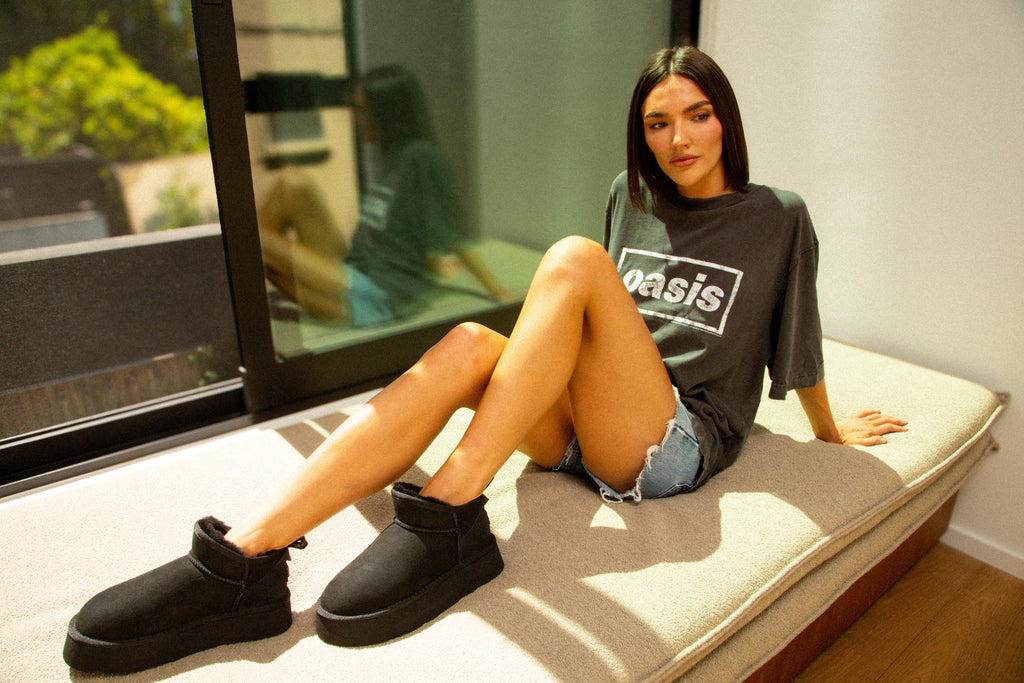 COSY ULTRA SHORT PLATFOAM BOOTS BLACK