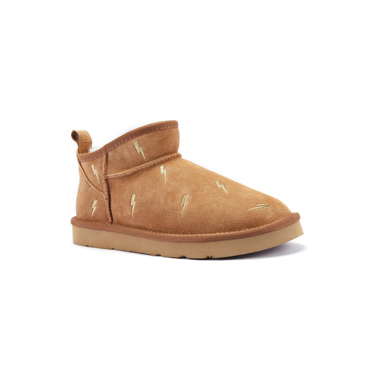 ELECTRIC & ROSE COSY ULTRA SHORT BOOTS CHESTNUT/GOLD BOLT