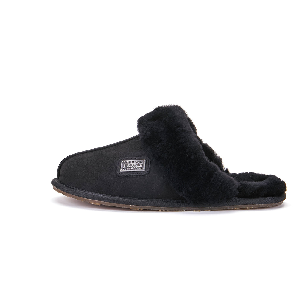 CLOSED MULE SLIPPERS BLACK