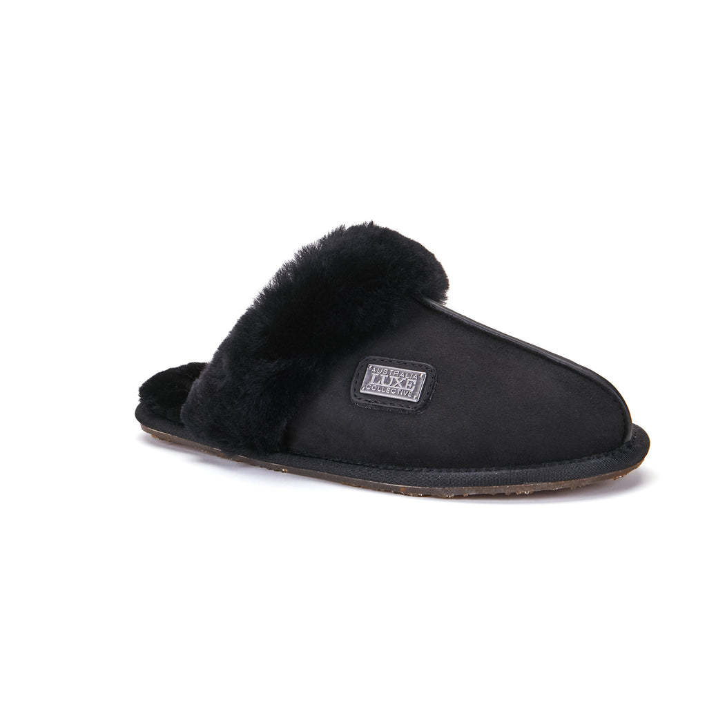 CLOSED MULE SLIPPERS BLACK