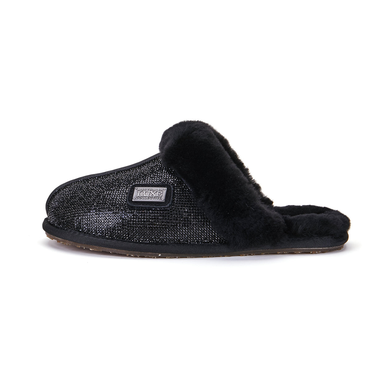 CLOSED MULE SLIPPERS GLITTER BLACK