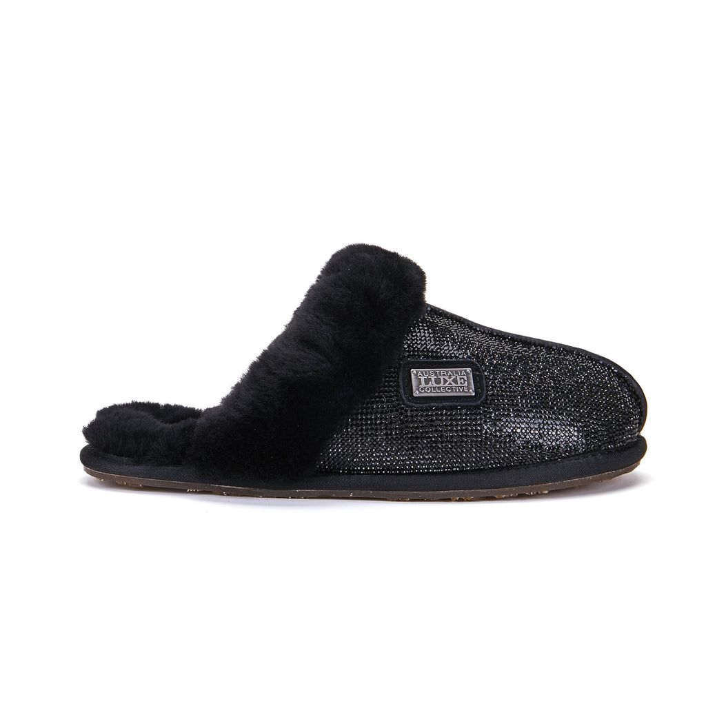 CLOSED MULE SLIPPERS GLITTER BLACK