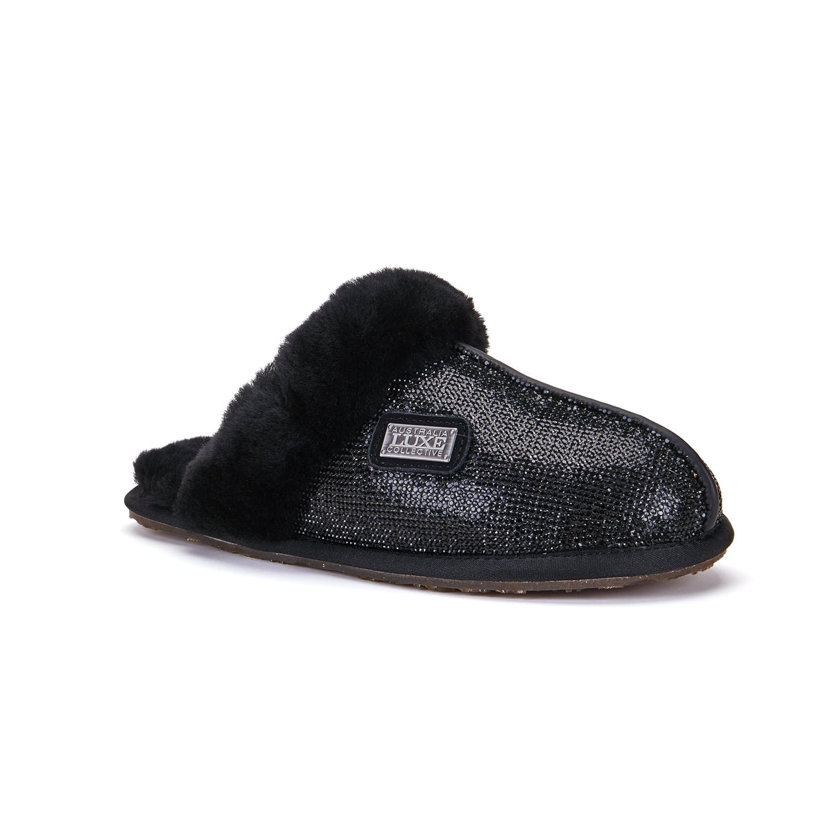 CLOSED MULE SLIPPERS GLITTER BLACK