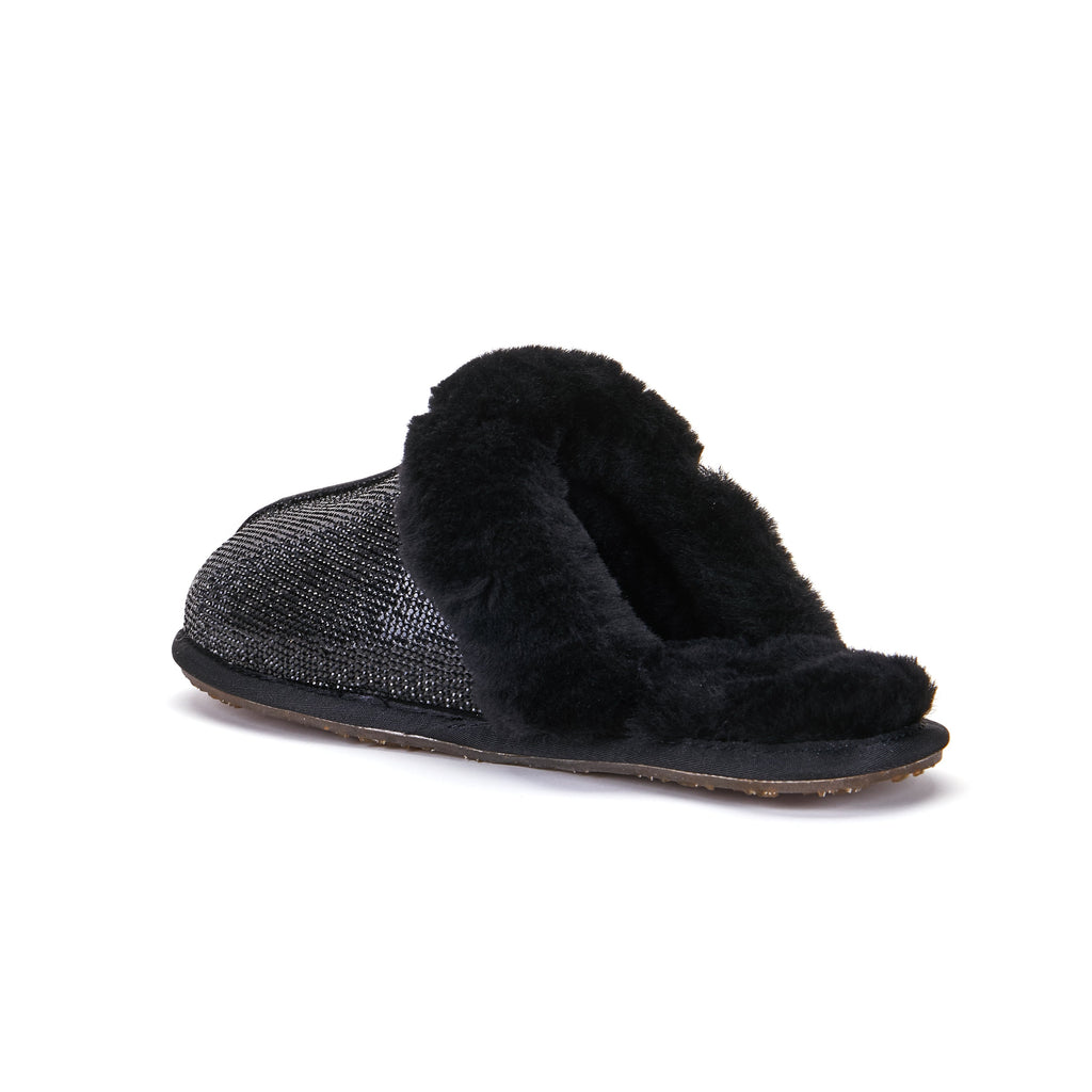 CLOSED MULE SLIPPERS GLITTER BLACK