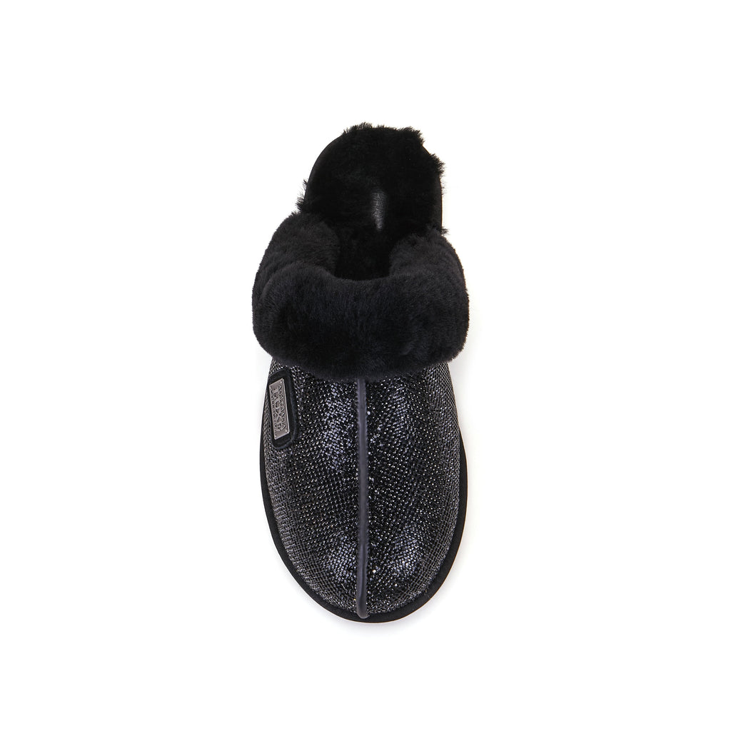 CLOSED MULE SLIPPERS GLITTER BLACK