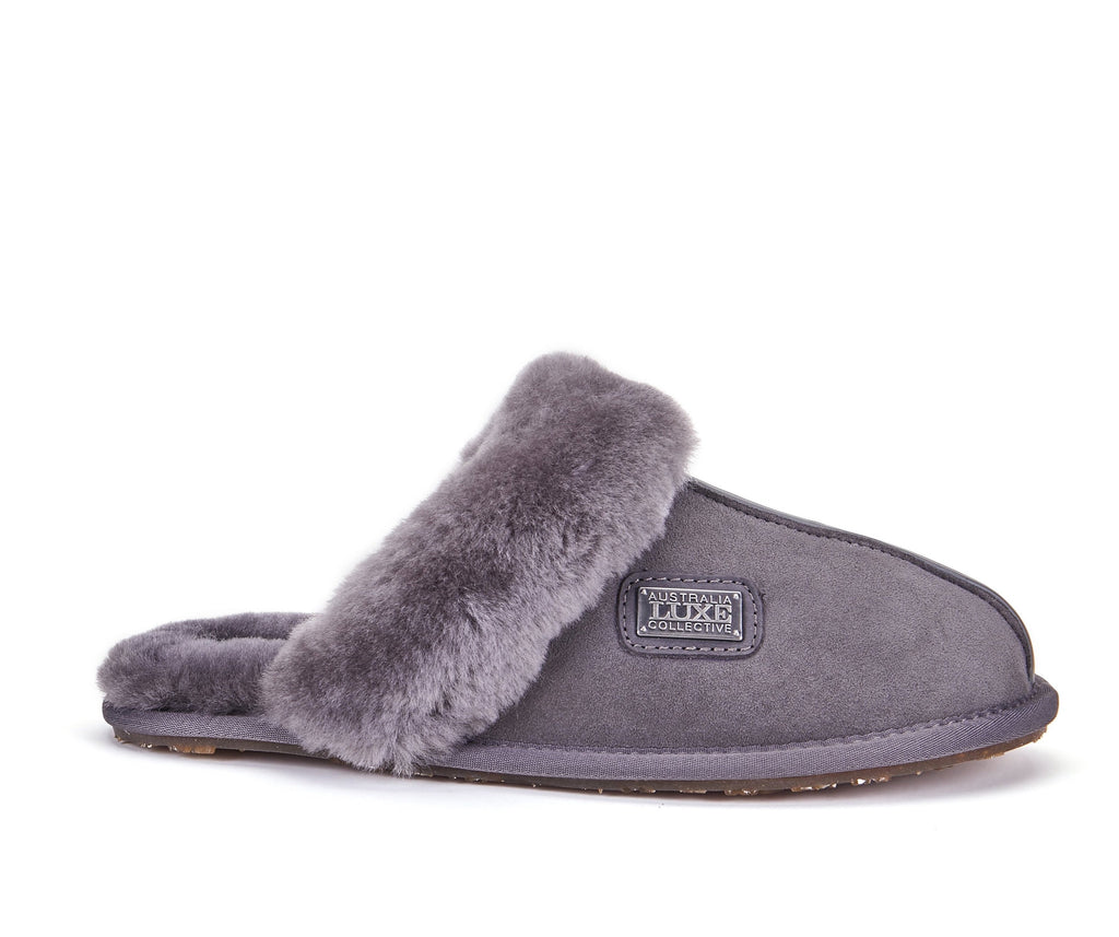 CLOSED MULE SLIPPERS GRAY