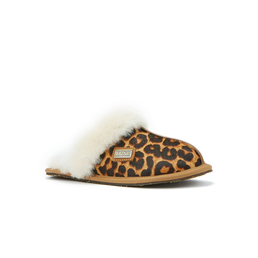 CLOSED MULE SLIPPERS LEOPARD