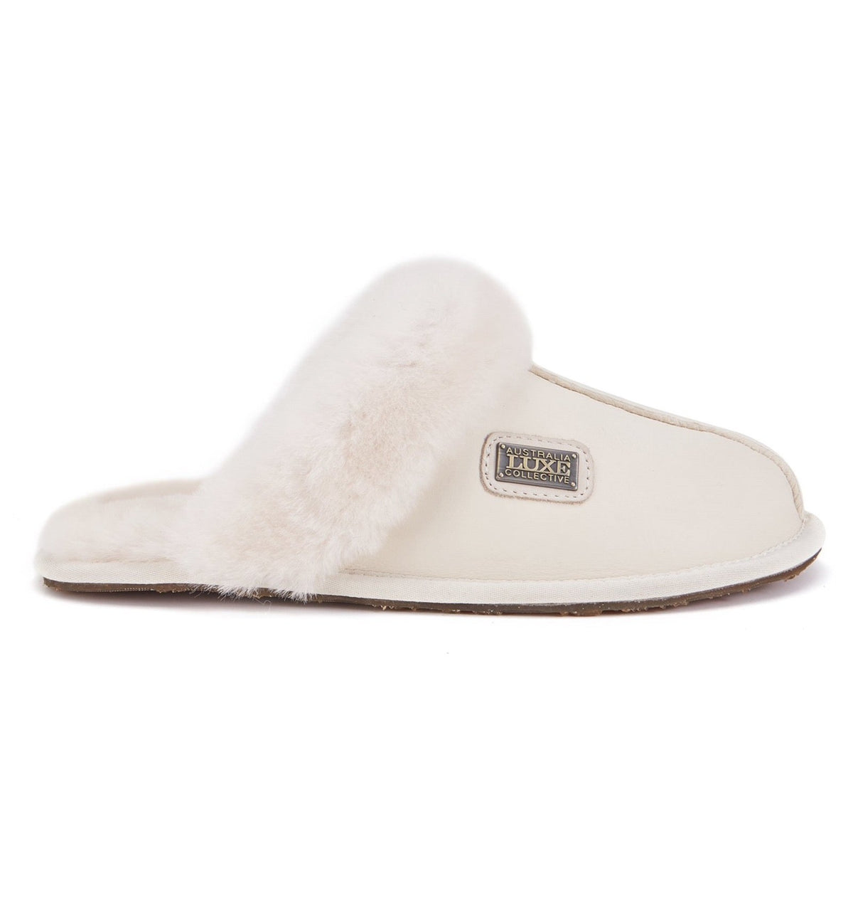CLOSED MULE SLIPPERS SATIN PALE