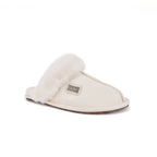 CLOSED MULE SLIPPERS SATIN PALE