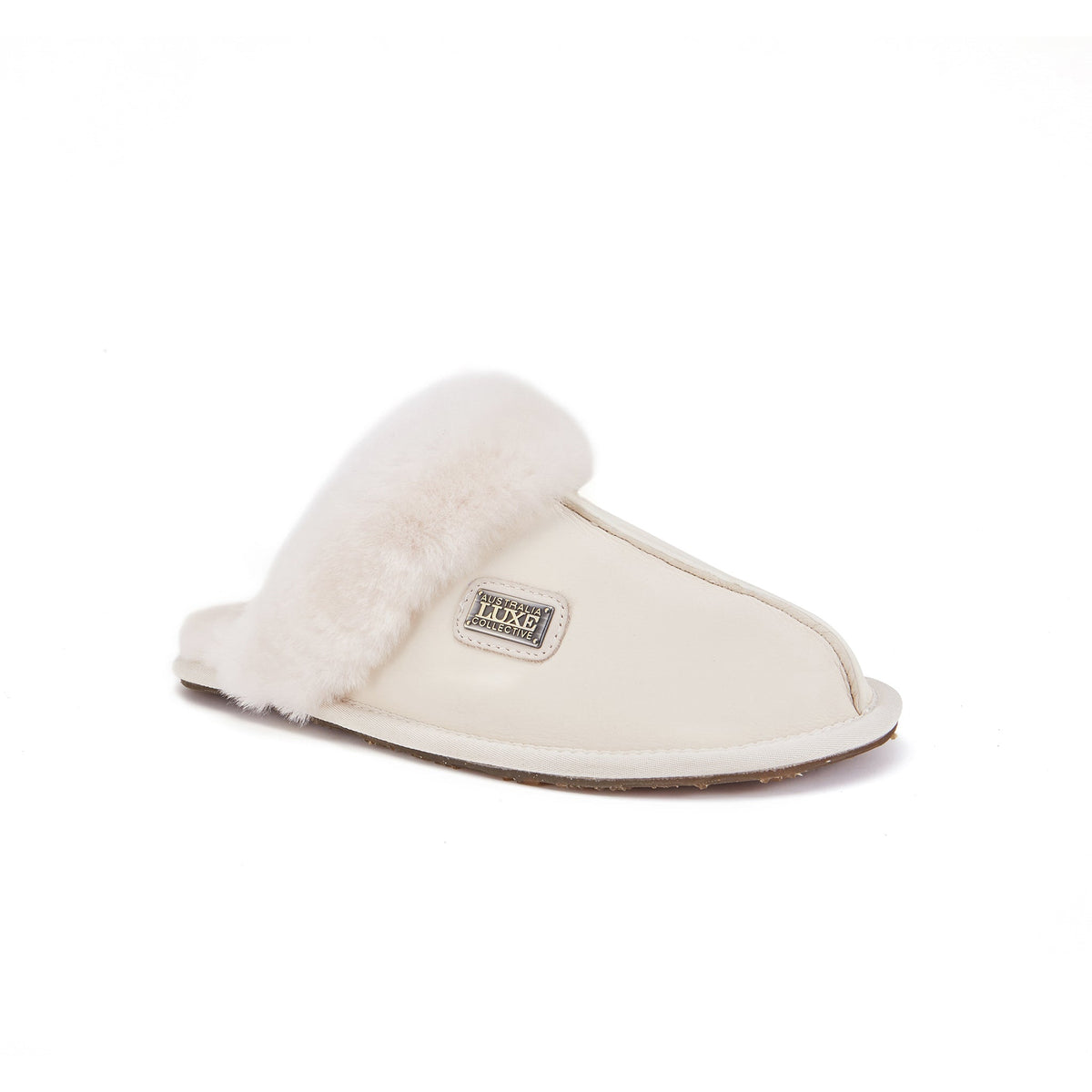CLOSED MULE SLIPPERS SATIN PALE