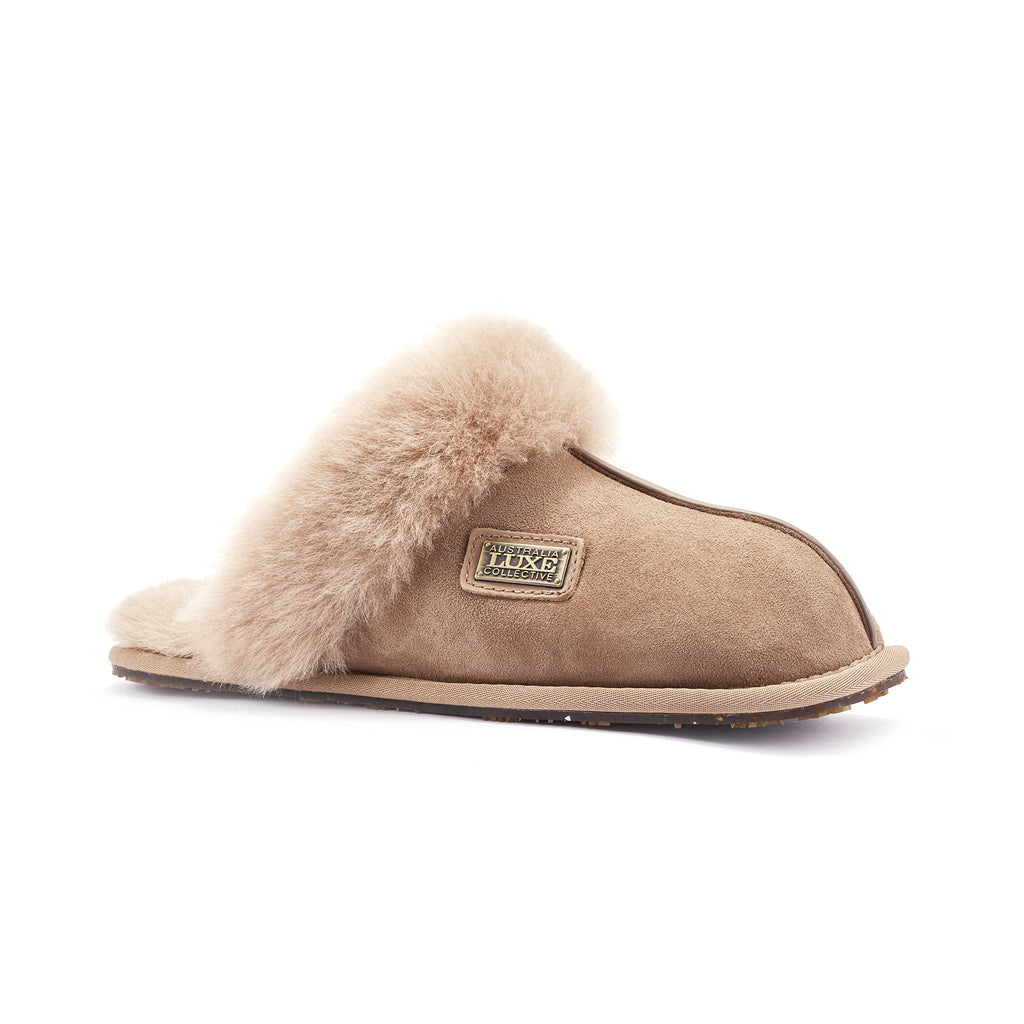 CLOSED MULE SLIPPERS TAUPE